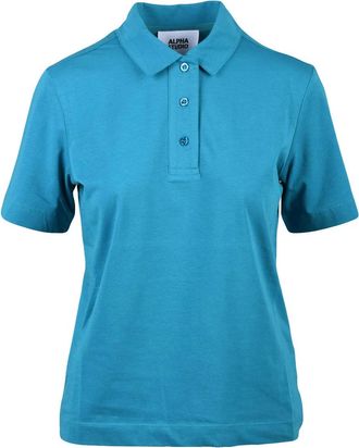 Alpha Studio Turquoise Cotton Elastane Stretch Polo