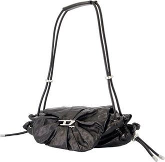Diesel Womens Scrunch-D Small Shoulder Bag - Diesel Leather Black Cowhide Shoulder-Hobo-Bags