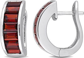 Amour 5 1/6 CT TGW Garnet Hoop Earrings In Sterling Silver