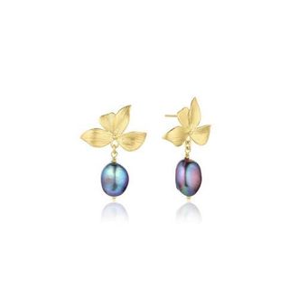 Set & Stones Maeve Pearl Drop Earrings in Gold /Peacock at Nordstrom