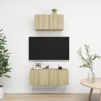 vidaXL Vidaxl - Juego De Muebles De Sal&oacute;n 2 Piezas Roble Sonoma