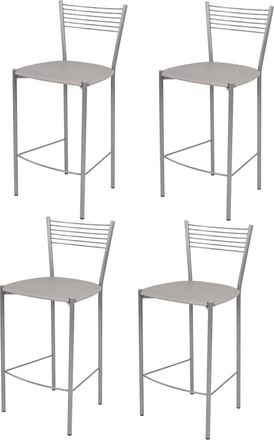 Tommychairs Tommychairs 4 Taburetes Elegance En Acero Aluminio Asiento Polipiel Gris Claro