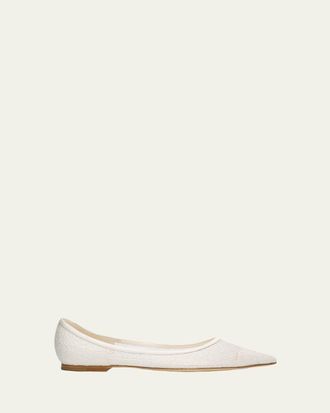 Jimmy Choo London Love Floral Lace Pointed-Toe Flats