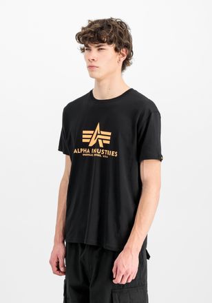 Alpha Industries T-Shirt ALPHA INDUSTRIES Basic T-Shirt BL Neon Print, Herren, Gr. 3XL, orange (schwarz, neon orange), Obermaterial: 100% Baumwolle, Shirts T-Shirt