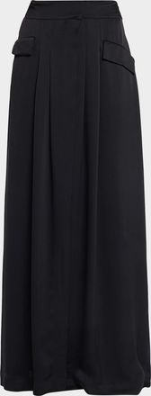 Ramy Brook Zella Pleated Satin Maxi Skirt