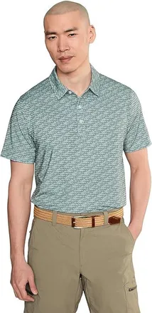 L.L.Bean Comfort Stretch Performance Party Polo Short Sleeve Print Mens Regular Mens Clothing Faded Sage Fish : 2XL, Polyester/Spandex