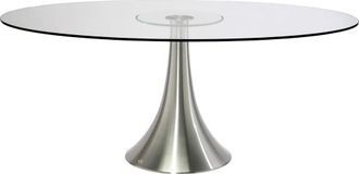 Kare Design Mesa de comedor de cristal y aluminio para 6 personas