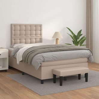 vidaXL Cama Box Spring Con Colch&oacute;n Cuero Sint&eacute;tico Capuchino 120x200cm Vidaxl