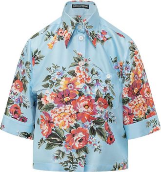 Dolce & Gabbana Blue Regular Floral Shirt