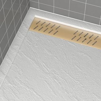 Aurlane Aurlane - Rejilla Lineal De Aluminio Acabado Dorado Cepillado Para Platos De Ducha - 69.5x11x0.2cm - Grid Line Gold