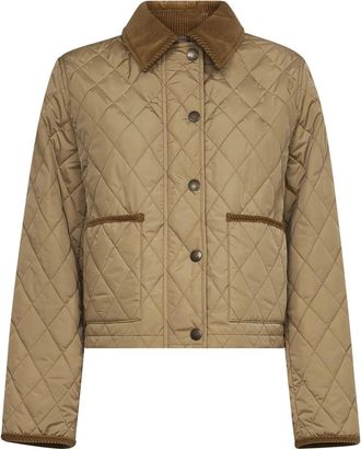 Burberry Ribfluwelen Kraag Beige Jas - Dames - Zomerjassen - Beige - M - Katoen - Jassen