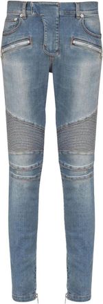 Balmain Indigo Blue Distressed Denim Jeans - Heren - Slim Fit Jeans - Blauw - W33 - Denim - Jeans
