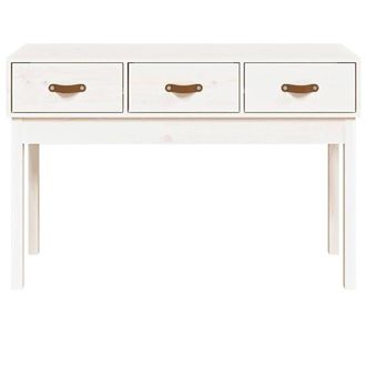 Berkfield Home Beautiful Console Table White 114x40x75 cm Solid Wood Pine | Size: 114 x 40 x 75 cm