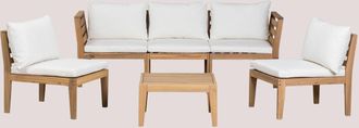 Sklum Sklum - Conjunto De Jard&iacute;n Con Sof&aacute; Modular De 5 Piezas Con Reposabrazos Y Mesa De Centro En Madera De Acacia Filips