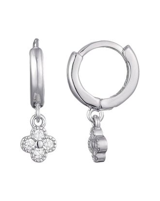 Adornia Adornia Cz Extra Mini Clover Dangle Huggie Earrings
