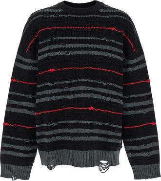 Juun.J Juun. J Multicolor Striped Sweater With Used Effect In Wool Man