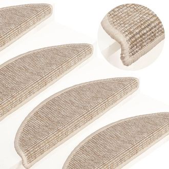 Berkfield Home Stair Mats Self-adhesive 15 pcs 56x17x3 cm Light Beige | Size: Medium