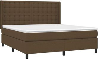 vidaXL Vidaxl - Cama Box Spring Colch&oacute;n Luces Led Tela Marr&oacute;n Oscuro 160x200cm