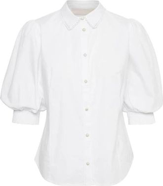 Karen by Simonsen Witte Blouse met Pofmouwen - Dames - Overhemden - Wit - 2XS - Overhemden