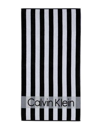 Calvin Klein Beach Stripe Logo 2-Ply Velour Beach Towel Set