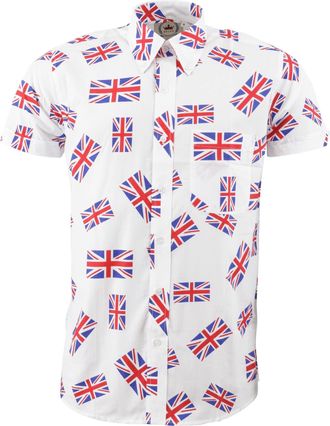 Relco Mens Union Jack Shirt Sleeve Shirts Size X Large
