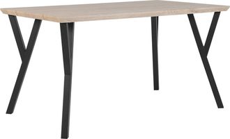 Beliani Beliani - Mesa De Comedor Tablero De Madera Clara Patas De Metal Negro 140 X 80 Cm Rectangular 4 Plazas Industrial Bravo