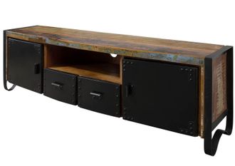 Massivmoebel24 Mobile Tv In Legno Di Legno Riciclato 178x43x55 Multicolore Laccato Industrial 105