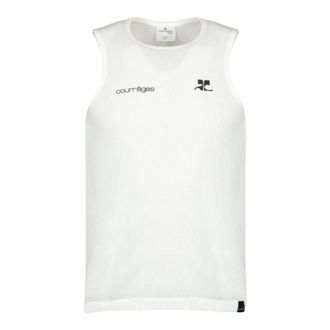 Courr&egrave;ges Sleeveless Training Tops, male, White, Size: XS Printed Mesh Tank Top