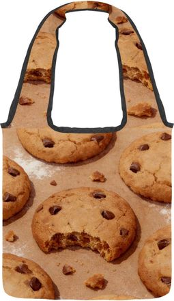 Generic Sweet Crumb Joy Reversible Canvas Shoulder Tote - Double-Sided Print, 12oz Cotton, 27cm Drop, Fold-Flat Bag for Travel, Shopping, Street Outings