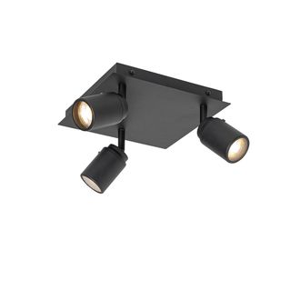 QAZQA Qazqa Moderno Foco De Ba&ntilde;o Inteligente Cuadrado Negro Ip44 Con 3 Wifi Gu10 - Ducha Acero /aluminio /vidrio Cuadrada Adecuado Para Led Max. 3 X 4.8 Wat
