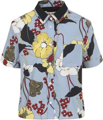 Marni Katoenen blouse met bloemenzak - Blauw
