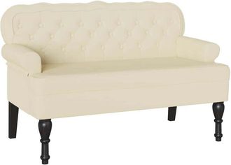 vidaXL Banco Chesterfield Crema 119,5 X 64,5 X 75 Cm Cuero Sint&eacute;tico Vidaxl