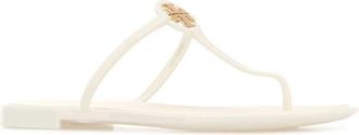 Tory Burch Womens Mini Miller Sandal White Rubber Flats