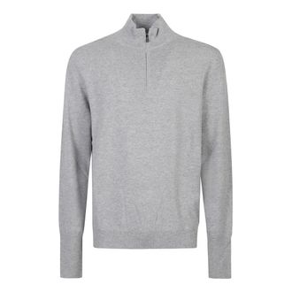 Ballantyne Cashmere Knitwear, male, Gray, L, Plain Half Zip Jumper