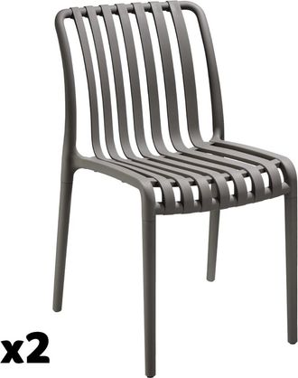 TecTake 2 sillas de jardín resistentes a la intemperie y apilables, antracita