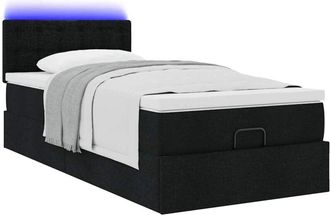 vidaXL Cama otomana con colchón negra 90x200 cm tela Vidaxl