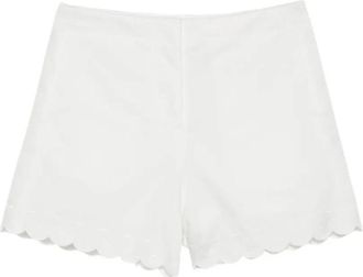 Low Classic Shorts met kanten borduursel - Dames - Bermuda - Wit - L - Katoen - Korte Broeken