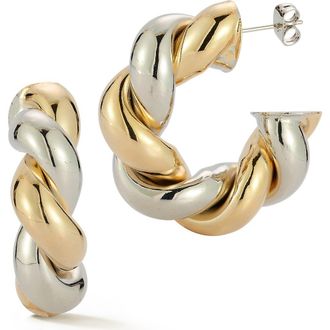 Glaze Jewelry Two-Tone Twist Hoop Earrings in Gold at Nordstrom Rack