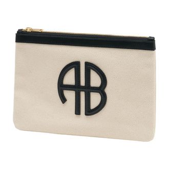 Anine Bing Womens Lili Clutch Beige Cotton