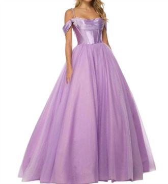 Sherri Hill Off The Shoulder Ballgown In Lilac