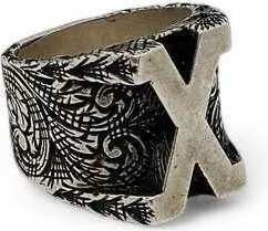 Gucci Mens Letters Sterling Silver Fashion Ring, Letter X, Size 8