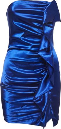 Natasha Collis satin ruffle mini dress - Blue