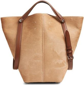 Maison Margiela Medium Genuine Calf Hair Bag in Natural Beige/chestnut at Nordstrom
