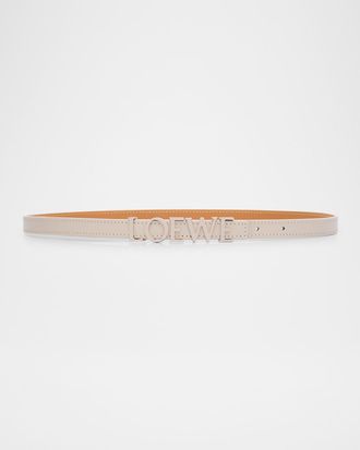 Loewe Logo Lettering Leather Skinny Belt