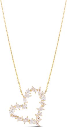 SHYMI Multi-Shape Heart Necklace -.925 Sterling Silver, 14k Gold-Plated - Rhodium Plated, Cubic Zirconia, Adjustable Chain