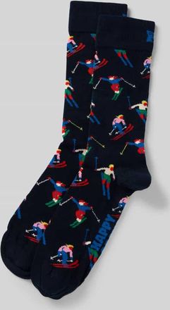 Happy Socks Regular Fit Socken mit Logo-Stitching Modell Skiing in Marine, Größe 41-46