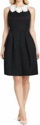 Taylor Sleeveless Flower Applique Ottoman Dress In Black
