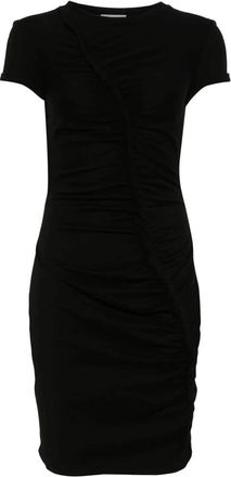 Alexander McQueen Zwarte Crewneck Jurk Korte Mouwen - Dames - Korte kleedjes - Zwart - M - Katoen - Kleedjes
