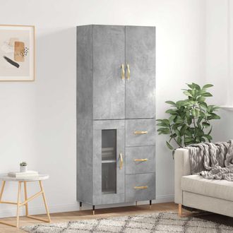 vidaXL Vidaxl - Aparador Alto Madera Contrachapada Gris Hormig&oacute;n 69,5x34x180 Cm