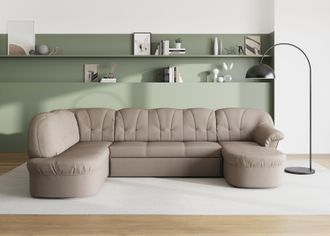 Domo Collection Wohnlandschaft »Pegnitz, zeitlos und modern, mit attraktiver Rückensteppung, U-Form« wahlweise mit Bettfunktion